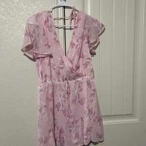 Floral Pink Wrap Romper